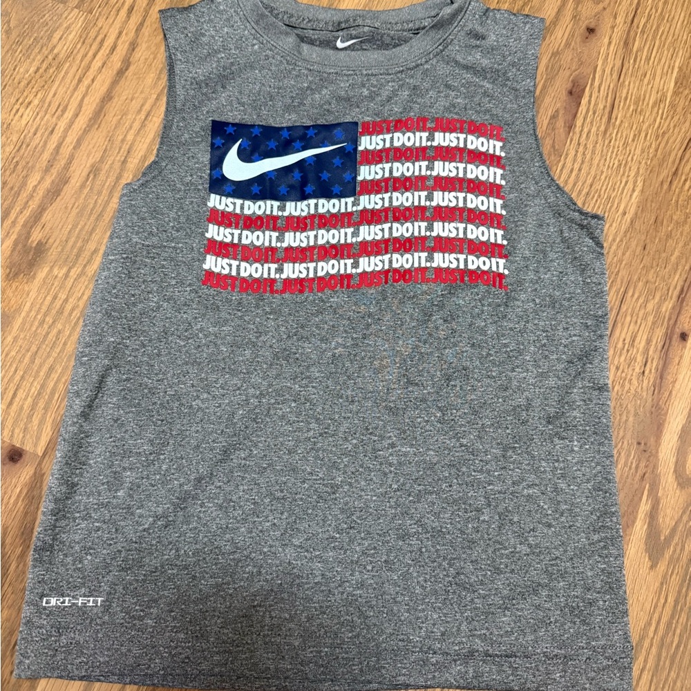 Nike Gray and Blue Tank Top with Patriotic Design